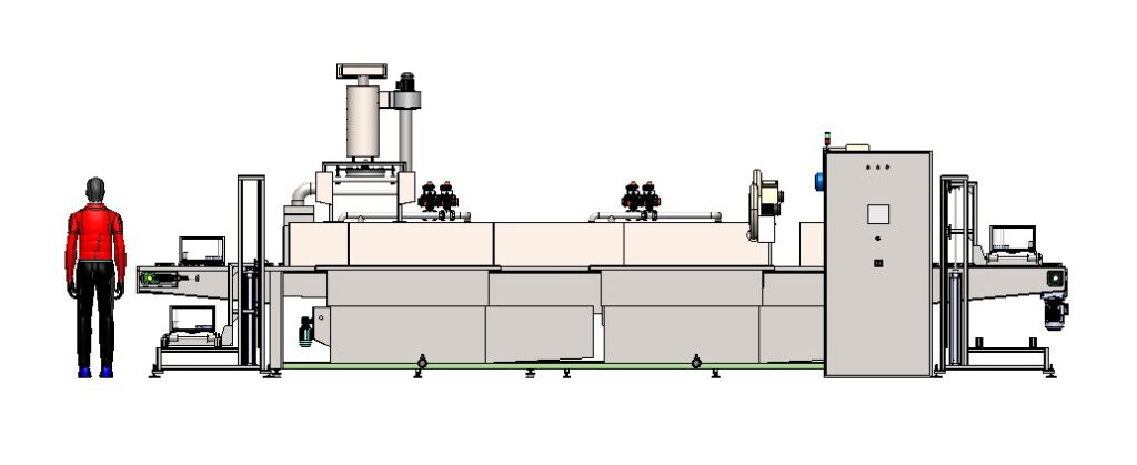 Túnel automático de limpieza y desengrase interior y exterior de tubos con transporte continuo