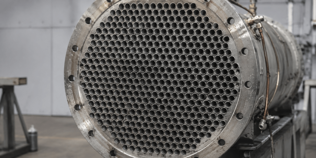 Haz tubular de condensador marino inspeccionado después del proceso de limpieza